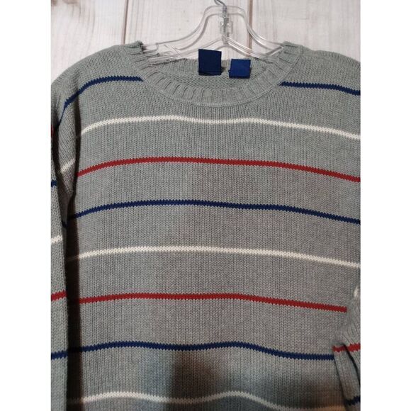 Basic Edition Sweater Men's Extra Large Gray Red White Blue Patriotic Grandpa - Picture 3 of 6